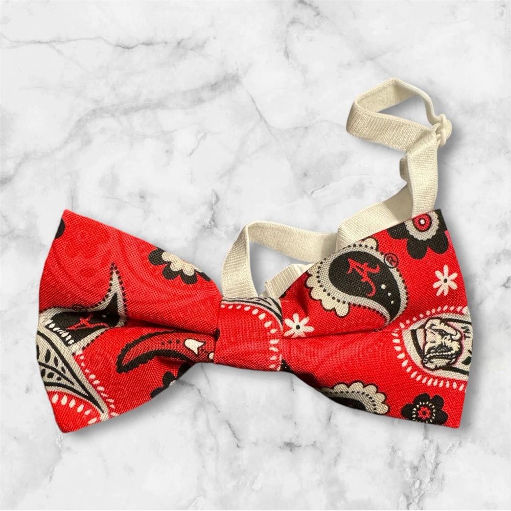 University of Alabama Paisley Bow Tie. Clip on Bow Tie.
